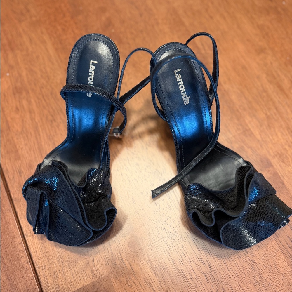 Larroude Shimmering Black Heels - Picture 4 of 6